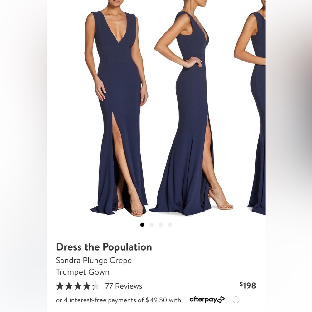 Dress the population Sandra plunge crepe trumpet gown